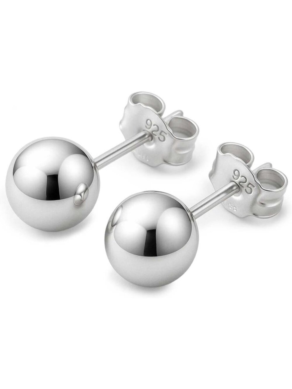 925 Sterling Silver Ball Stud Earrings for Women, 2mm to 10mm - Elegant